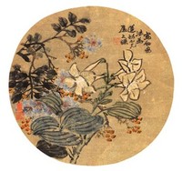 赵之谦 群芳争艳 圆光镜心